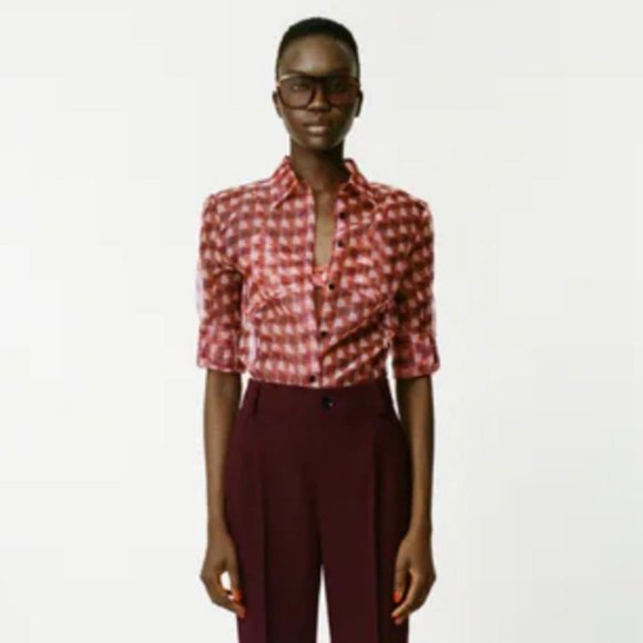 NWT ZARA PRINTED ORGANZA BLOUSE - Picture 3 of 6